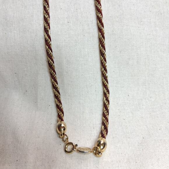 Vintage Napier Twisted Rope Red & Gold Tone Necklace Amberina 30 " - Picture 3 of 7
